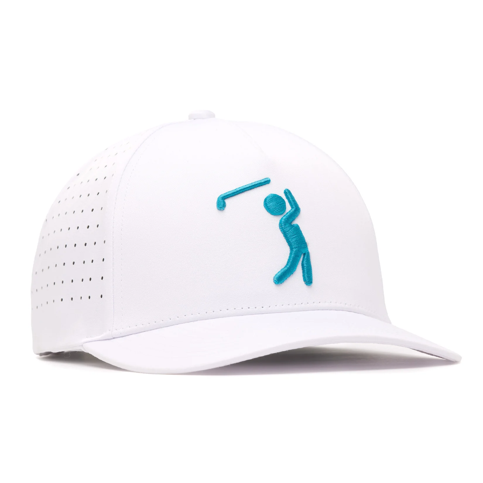 Bogeyman - White/Teal - Performance Golf Hat - Snapback - Image 3